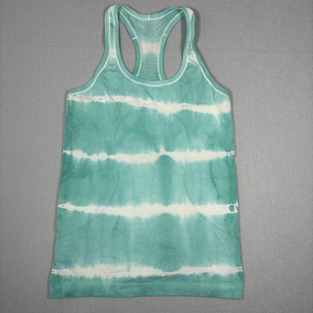 Lululemon Heathered Tranquil Blue Teal Tie Dye Swiftly Tech Racerback Tank Top 6